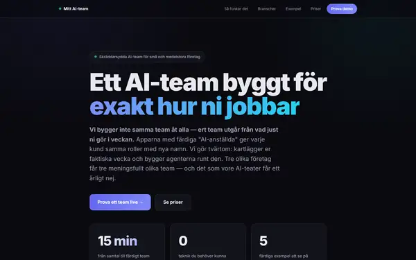 Startsidan på mittaiteam.se
